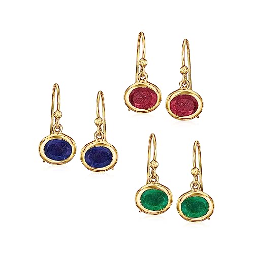 Ross-Simons 10.00 ct. t.w. Multi-Gemstone Jewelry Set: 3 Pairs Of Drop Earrings in 18kt Gold Over Sterling
