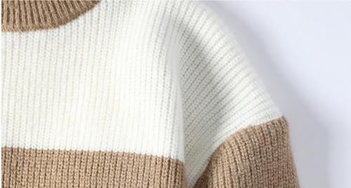 Mens Pullover Sweater Fashion Knitted Crewneck Striped Pullover Sweater Soft Warm Color Block Sweaters Funky Clothes2