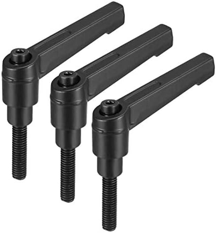 Sourcing Map 6pcs Adjustable Clamping Lever Handles M6 X 16mm Male Thread Bolt Knobs Rotating Screw Locking Quick Release Ratchet Push Button Handle, Black
