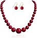 JANE STONE Fashion Simulated Turquoise Red Beads Necklace Statement Bib Jewelry Set for Women(Fn1270-set)
