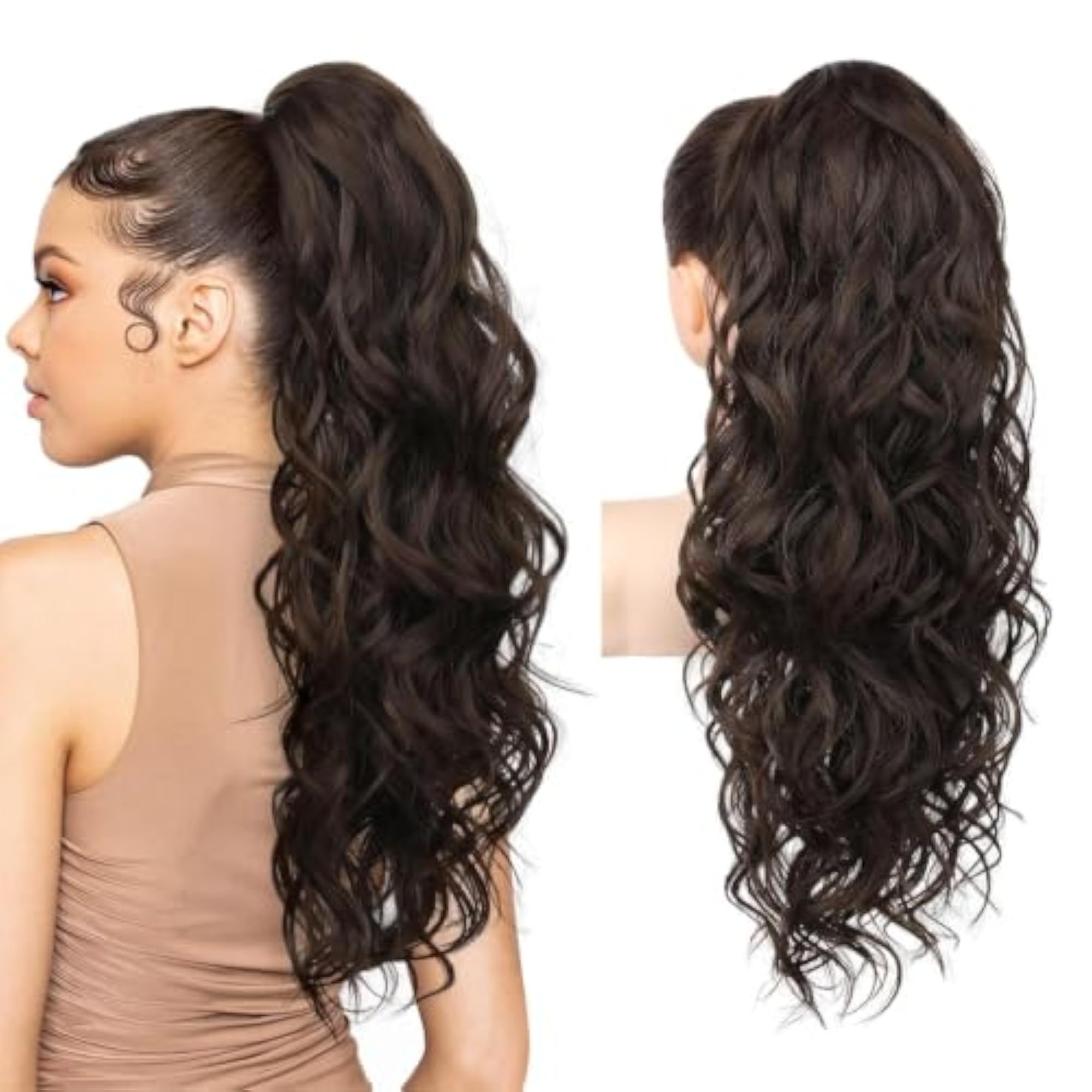 Claw Clip Curly Wavy Ponytail Hair Extension, 2 IN 1