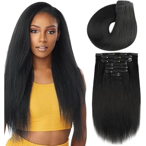 KIMSMTED 14 Inch Yaki Clip in Extensions Cover