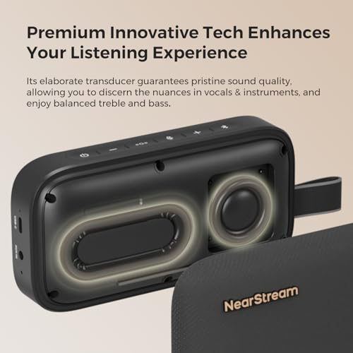 NearStream Portable Bluetooth Speaker, Wireless Speakerphone with Microphone, Powerful Sound, USB Speaker with 15H Playtime, Support Multiple Speaker Pairing for Home, Outdoors, APS10