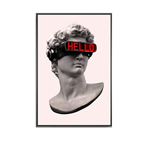 David Skulptur mit VR Brille Wohnzimmer Wandkunst Poster Leinwanddrucke Wohnkultur -20x28 Inch 1Pcs