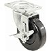 Shepherd Hardware 9858 4-Inch Polypropylene Wheel Swivel Plate Caster with Brake, 275-lb Load Capacity