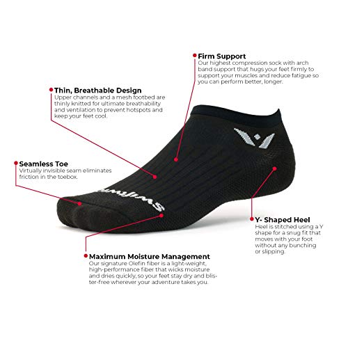 Swiftwick- Aspire Zero Running Socks, Cycling Socks, Mens & Womens, Lightweight No-Show (Black, Large) #TOP1