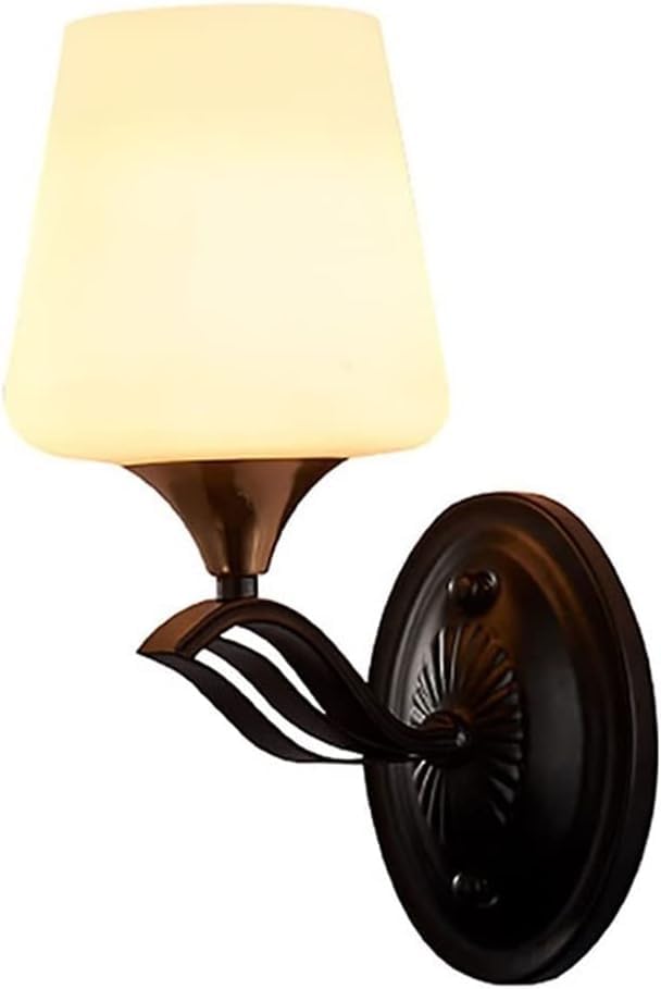 Aplique Europeo lámpara de Noche para Dormitorio -intage, Aplique de Vidrio con Arte de Hierro Retro, Aplique de Pared de Hierro Forjado, Aplique de Pared Industrial e27, decoración Compatible con
