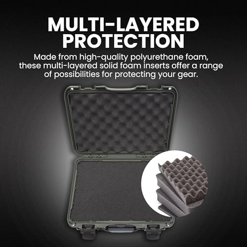 Image of NANUK 910 Hard Case with Customizable Cubed Foam, IP67 Waterproof, Dustproof and Impact Resistant, 14.3 inch x 11.1 inch x 4.7 inch, Rugged Construction for Ultimate Protection, Made in Canada - Olive
