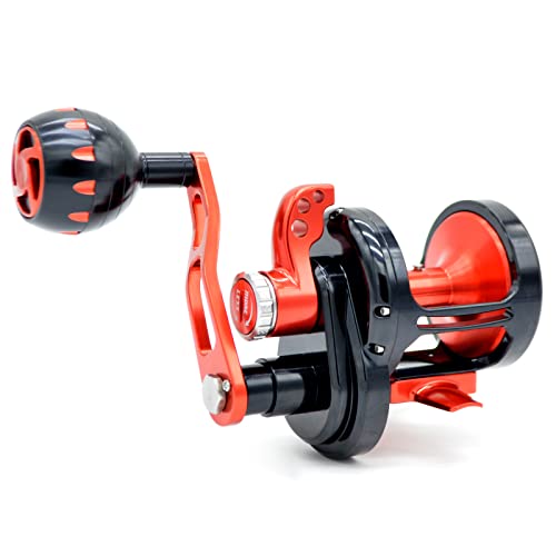 CAMEKOON Offshore Trolling Fishing Reel, 6.3:1 High Retrieve Jigging Reel, Rigid Aluminum Frame, 9+2 Stainless Steel Ball Bearings, Overhead Lever Drag Reel