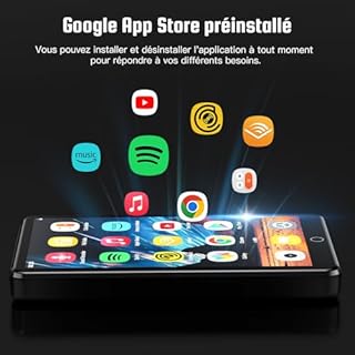 Lecteur MP4 4,02 Pouces avec Bluetooth et WiFi, Lecteur MP3 Android 80 Go avec Haut-parleurs, Lecteur de Musique pour Enfants avec Appareil Photo 13 MP, Lecteur de Musique avec Spotify, Play Store