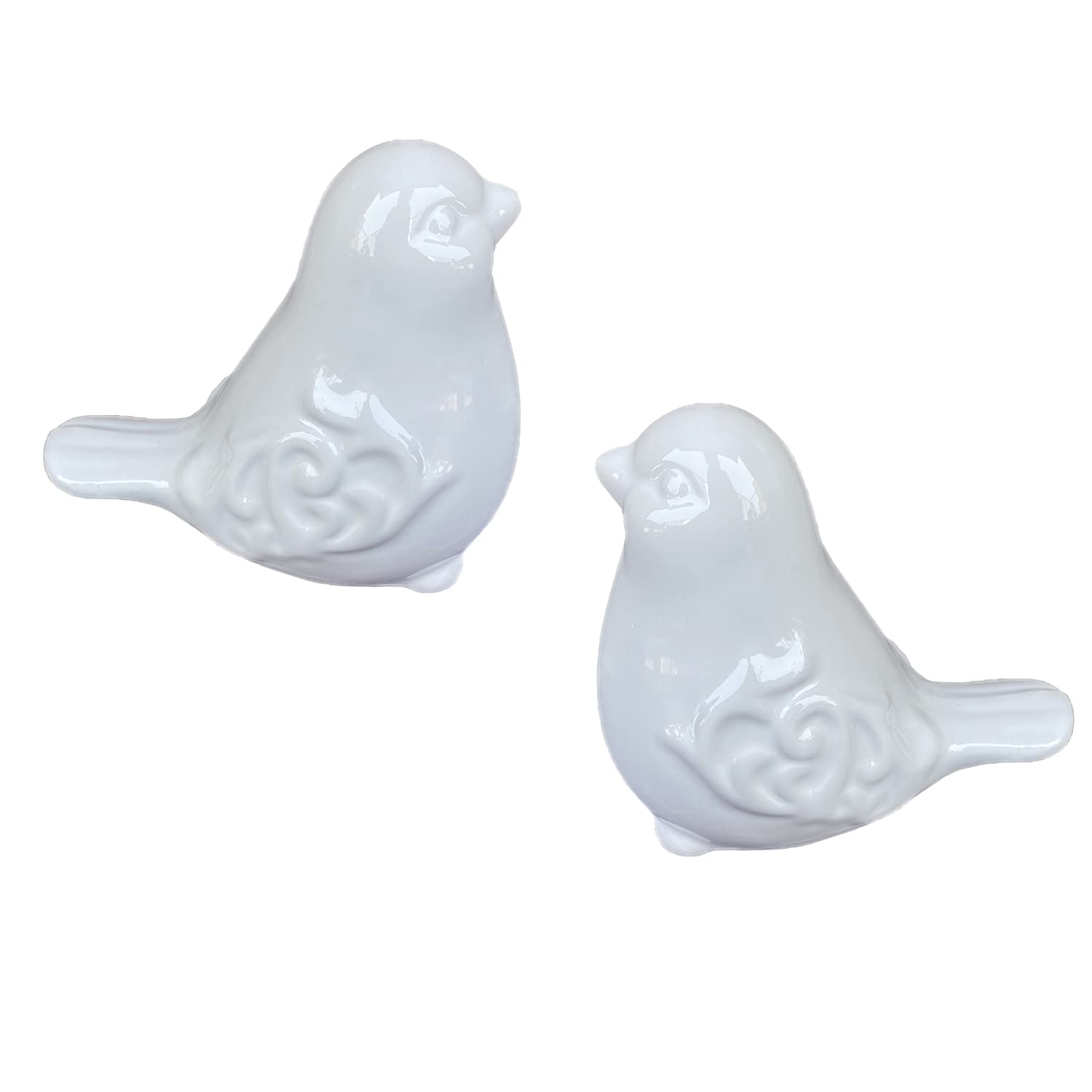 UTMOCO Decorative Bird Figurine- Ceramic Bird Statue/Bird Sculpture for Home Garden Wedding Decor or More (2PCS White)