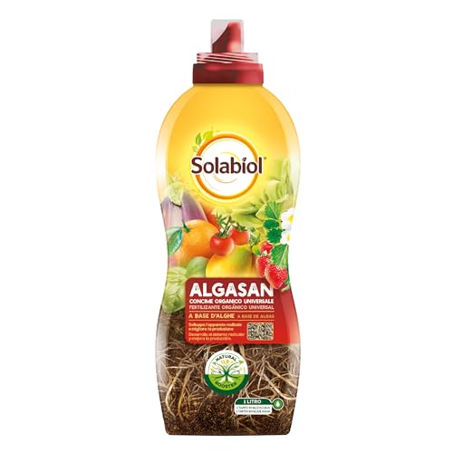 Solabiol Algasan, Concime Liquido Biologico per Orto, Frutta, Fiori con Tecnologia Natural Booster che Stimola lo Sviluppo Radicale, dei frutti e dei Fiori, 1L