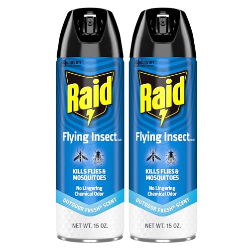 Raid Flying Insect Killer Mosquito and Fly Control No Lingering Chemical Odor Outdoor Fresh Scent 15 Ounce (Pack of 2)