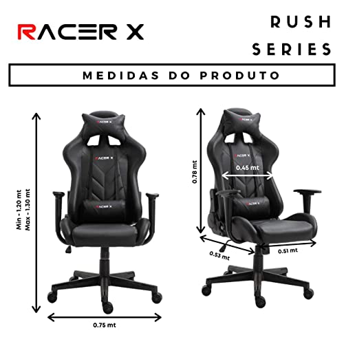 Cadeira Para Escritório Presidente Racer-X Modelo Rush Reclinável Cinza
