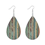 Vintage Wood Wooden Earrings for Women Teen Girls Dangle Teardrop Earrings Drop Leaf Earrings Lightw