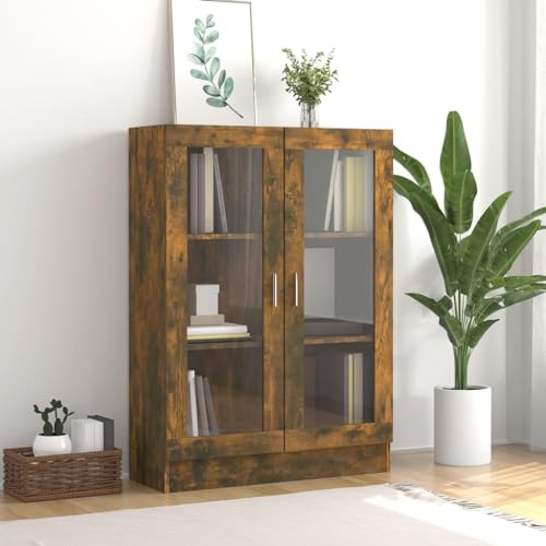 GCHDHAPB Estantería para el hogar, estanterías y estantes de pie, vitrino, roble ahumado, 82,5 x 30,5 x 115 cm, madera de ingeniería