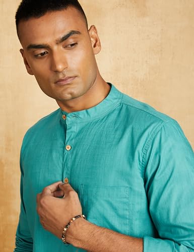 Image of Amazon Brand - Symbol Men's 100% Cotton Solid Short Length Casual Kurta - Regular Fit (Available in Plus Sizes)