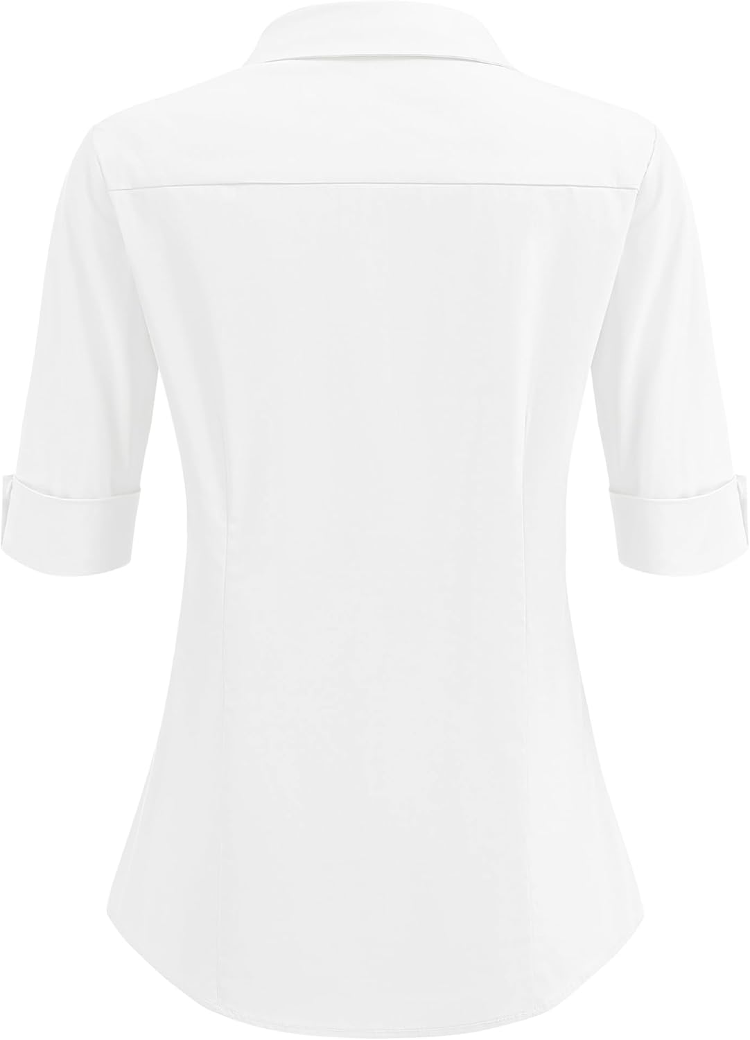 HOTOUCH Women's Basic Button Down Shirts 3/4 Sleeve Stretch Button Up Dress Shirt Slim Fit Waitress Work Shirts - Image 4