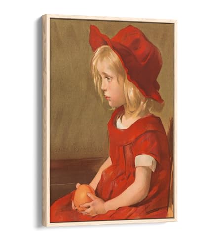 Toile Louise Breslau Petite fille cadre chêne clair 50x75