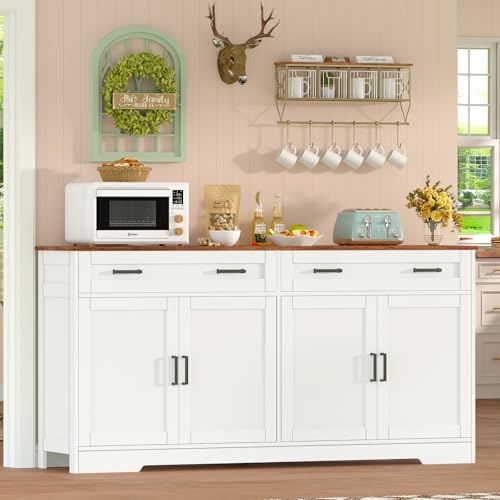 TEENFON 55” Buffet Cabinet with Storage and 2 Drawers, Large