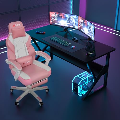 Image of DL-win Video Gaming Chairs for Adults, Gamer Chair with Footrest, High Back, Big and Tall Gamer Chair's with Massage Lumbar Support, 360 Swivel Height Adjustable Computer Chaires, Pink