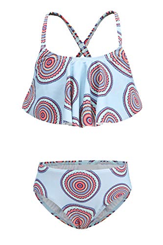 Image of Girls Two Piece Bikini Swimsuits Striped Ruffle Swimwear Falbala Bathing Suit Set