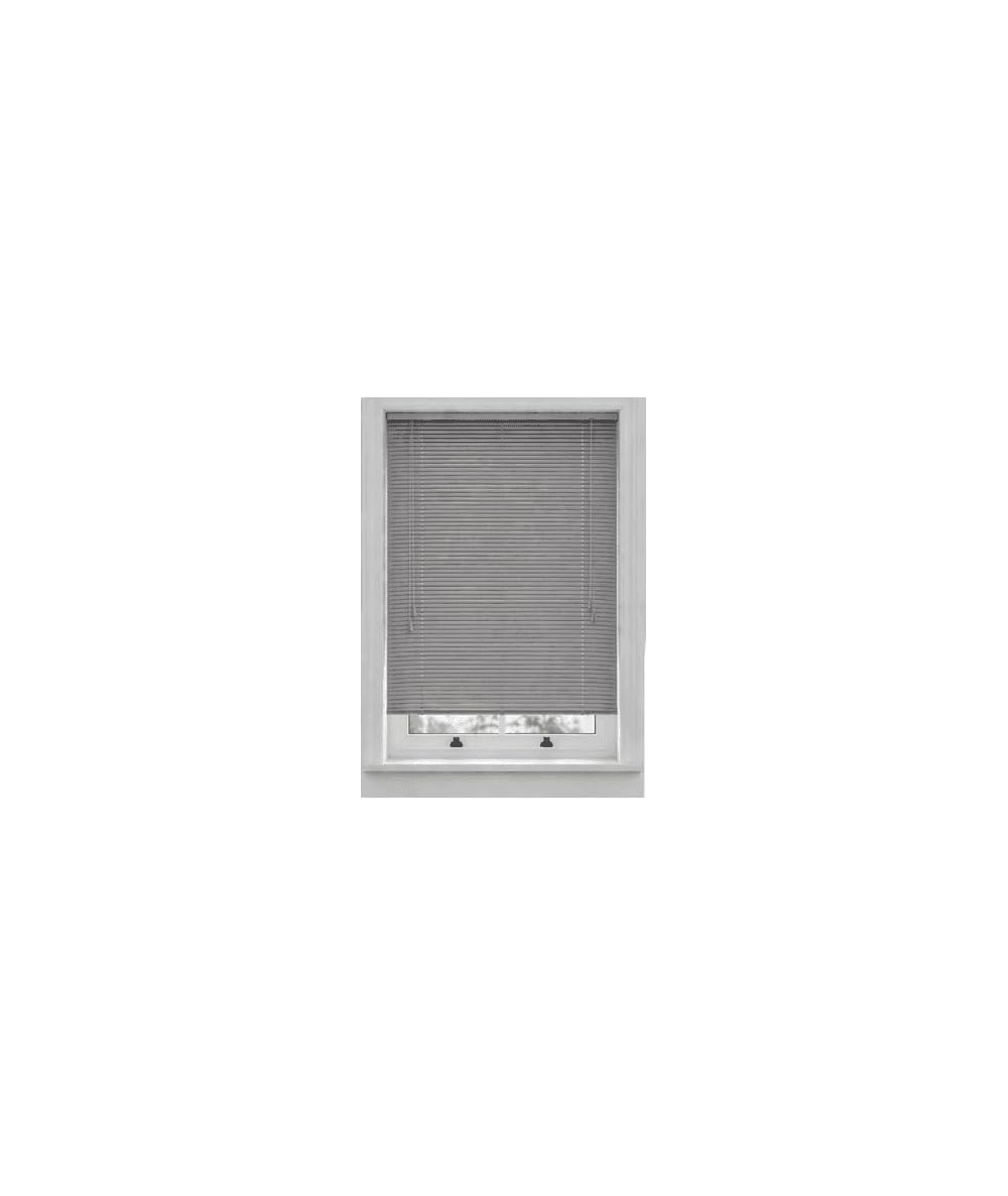 Grey PVC Venetian Blind 25mm Slats Long Drop Window Blind Easy Fit Trimmable Kitchen Bathroom 135 x 213 cm