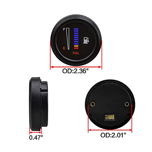 Cnraqr 52Mm Fuel Level Gauge, Universal 12V 2"Led Display For Motorcycle #TOP5
