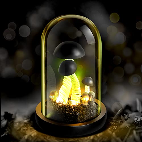 Black Mushroom Lamp Mushroom Night Light Led Night Light In Glass Dome Aesthetic Room Decor Mushroom Decor Birthday Gifts For Women Kids Adults Home Decorations Wedding Valentine's Day #TOP19