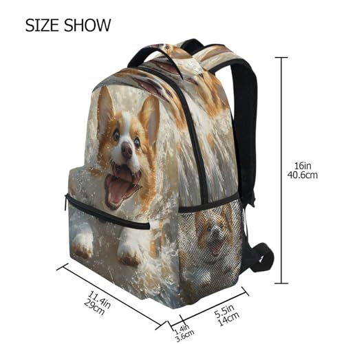 Lovely Puppy Dog Water Backpack for School Boys Girls Adults Kids Bookbag Laptop Bag 15L4