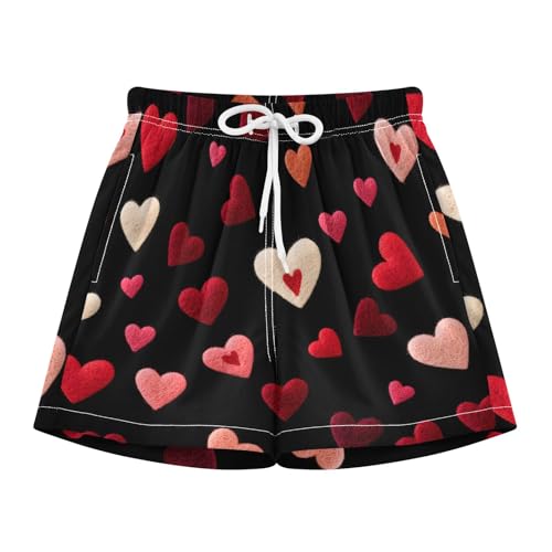 Bolaz Toddler Boys Swimwear Swim Trunks with Compression Liner 4T Embroidery Hearts