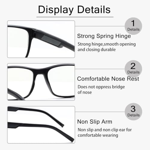 Image of Henotin 5 Pack Reading Glasses for Men, Blue Light Readers for Men, Spring Hinges Computer Eye Glasses