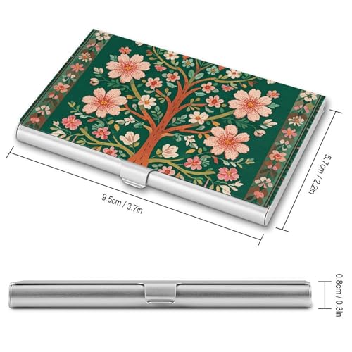 Slim Metal Business Card Holder - Green Tree of Life Aluminum Alloy Card Case with Buckle Closure, Holds 20 Cards & Cash, Professional Credit Card Size ID Holder for Men Women Gift2