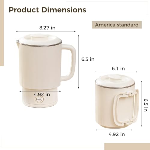 Hervidor eléctrico plegable de viaje 800 ml beige miniatura 2