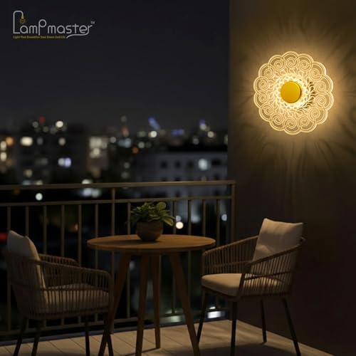 Image of Lamp master Aurex 23cm LED Wall & Ceiling Light | Modern Acrylic Mandala Design | 3-in-1 Color Changing (Warm, White, Natural) | Indoor Lighting for Bedroom, Living Room, Entryway