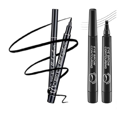 Image of Eyebrow Pencil, Waterproof Microblading Eyebrow Pencil with a Micro-Fork Tip Applicator Creates Black Fine Sketch Liquid Eye Brow Tattoo Tint Pen (Eyebrow Pencil & Eyeliner)