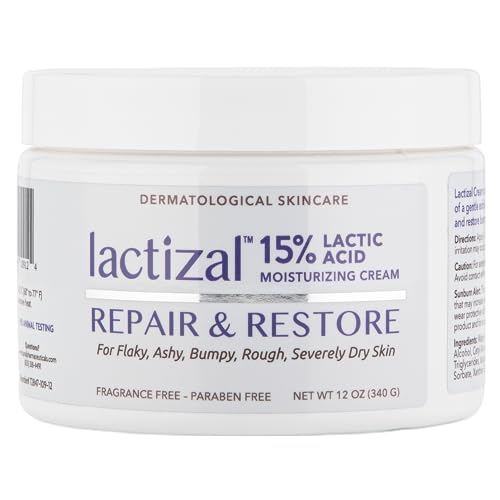 LACTIZAL Repair & Restore Cream With 15% Lactic Acid – 12 oz Tub – 2-in-1 Exfoliator and Moisturizer For Extream Dry Skin