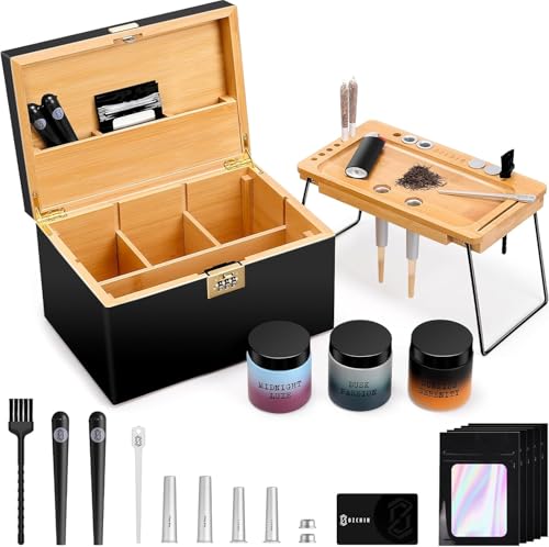 OZCHIN Large Bamboo Box with Foldable Tray Combination Lock 2026 Decorative box for Home Great Gift Choice Storage Lockbox with Storage Jar Gifts for Men Women