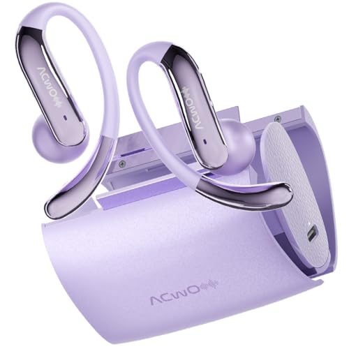 Image of ACwO DwOTS 575 Wireless Open Ear Earbuds, 60H Playtime, ENC Calling, 10mm Drivers, 3 EQ Modes, Fashion Purse Design, IPX5 Water & Sweat Resistant, Bluetooth Earbuds (Iris Purple)