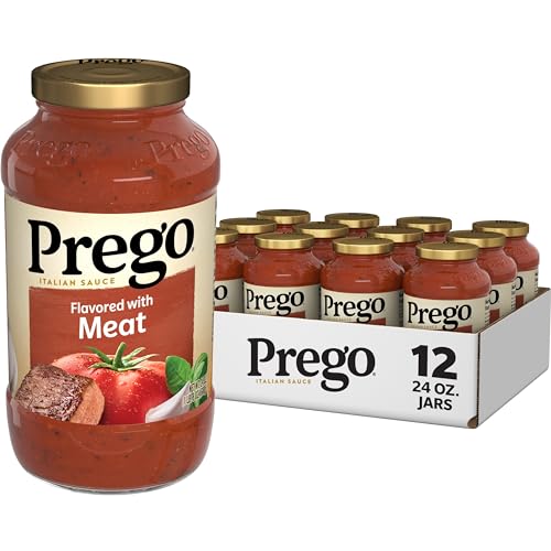 Image of Prego Italian Tomato Pasta Sauce Flavored With Meat, 24 OZ Jar (Pack of 12)