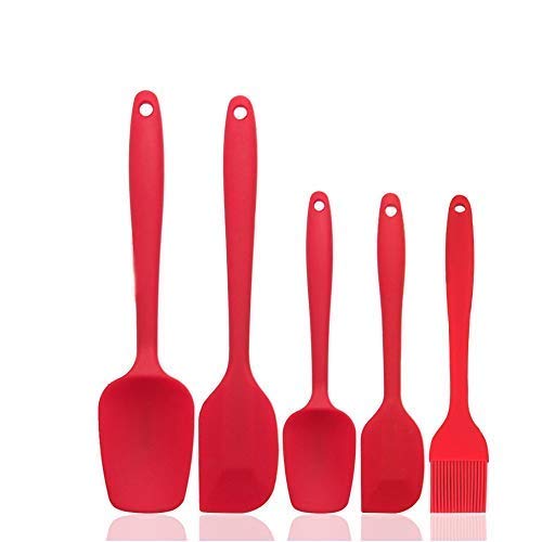 Image of DOZZBY Silicone Spatula Brush for Cooking, Spectula for Cake, Spatula for Non Stick Cookware, Spatula 1, Silicone spatulas (Set of 5 (Red))