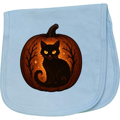 inktastic Halloween Spooky Black Cat Pumpkin Baby Burp Cloth Light Blue 45f3f
