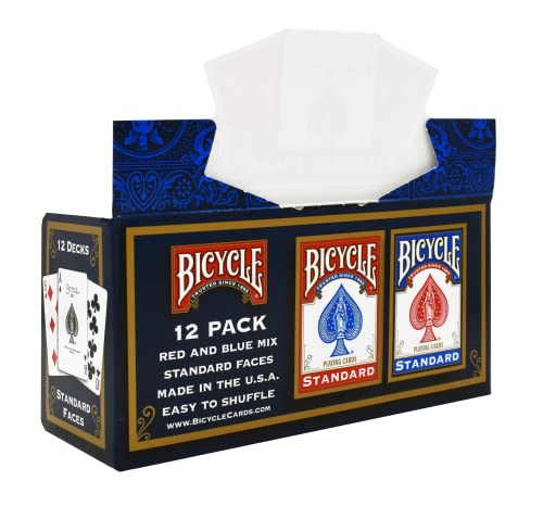 Paket von 12 Pokerkarten Bicycle Standard (6 Blau / 6 Rot) – Bild 3