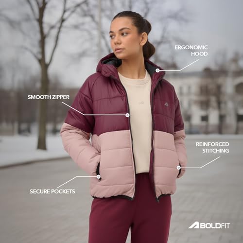Boldfit jacket for woman puffer winter jacket for woman standard length jackets for women stylish latest hooded winter wear jackets for women cozy jerkins for ladies