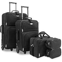 Ofertas Maletas Viaje Alcampo Deuba Maletas de Viaje Equipaje Trolley Set de 5 Pzs 60L 34L 16L 3L Neceser Cabina Ruedas Negro