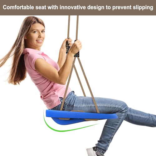 Image of SELEWARE Blue Heavy Duty Swing Seat for Adults Kids Tree Swing, 2 Pack | Indoor /Outdoor Plastic Swing with Adjustable Ropes and Carabiners, Swing Set Accessories for Backyard Patio Garden Playground