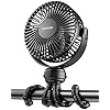 Gaiatop Mini Portable Stroller Fan, Battery Operated Small Clip on, Detachable 3 Speed Rechargeable, 360° Rotate Flexible Tripod Better Cooling for Car Seat Crib Treadmill Travel Black
