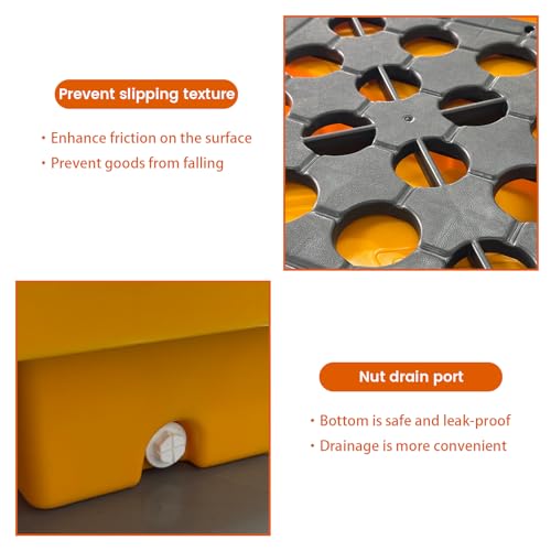 Modular Spill Containment Platform, 2000 lbs Capacity, Compliant Spill Pallet with Drain Outlet & Forklift Pockets, Stackable Leakproof Tray for Industrial, Garage, and Basement Use(28“ x 28” x 6\") - Thumbnail 5