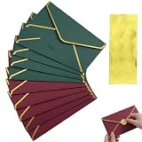 10 Buste per Partecipazioni Matrimonio 10.5x24cm con Adesivi Oro, Buste da Lettera Eleganti con Lembo a V per Inviti, Biglietti d'Auguri e Business, 5 Verde Scuro e 5 Rosso Vino