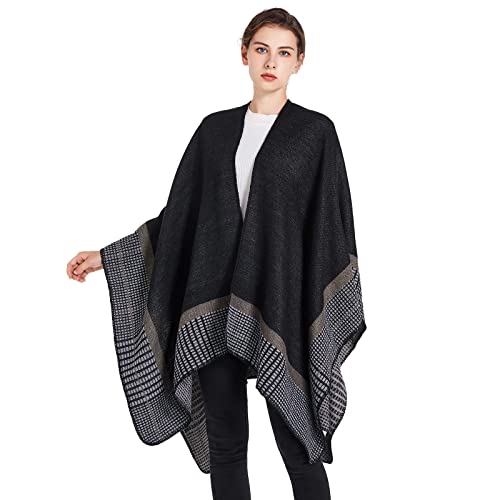 Shawl Wraps for Women, Elegant Knitted Cape Open Front Poncho Scarf Blanket Cardigan Coat for Spring, Autumn, and Winter2